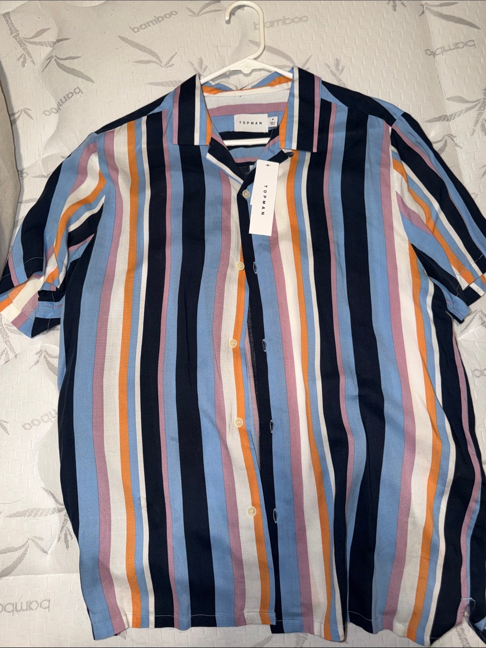 Topman Men’s Multicolor Striped Short-Sleeve Shirt